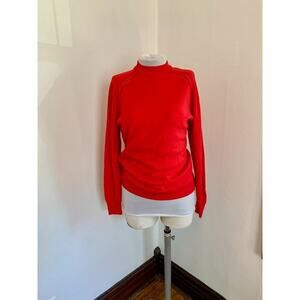 Vtg Exmoor Mock Turtleneck Red Sweater Pullover Union MAde USA Zip Knit Crewneck
